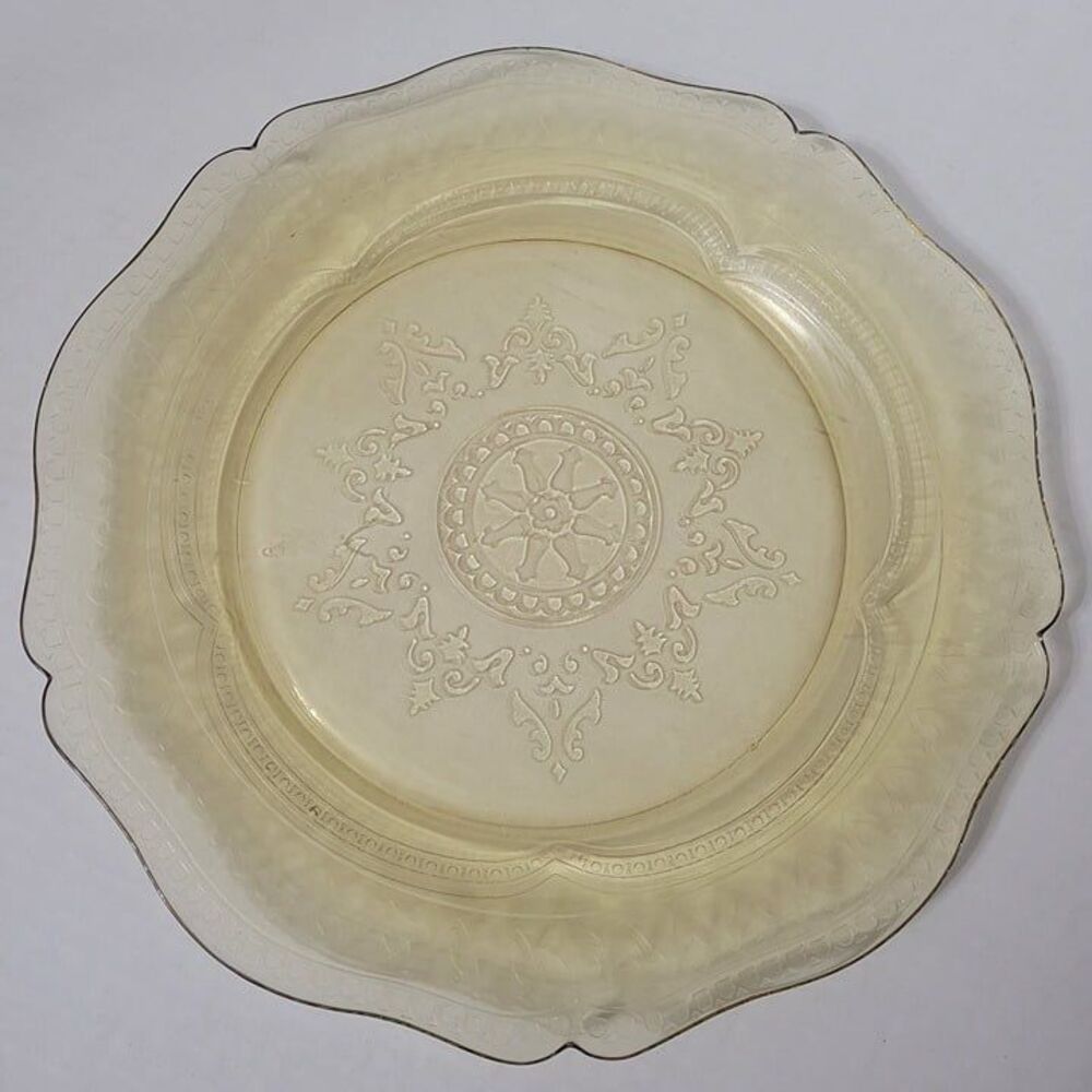 Federal Glass Patrician Spoke Dinner Plate 11" Amber Yellow Vintage Depression